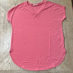 BOMBOM Women’s Large Pink V-neck Short sleeve‎ Tee